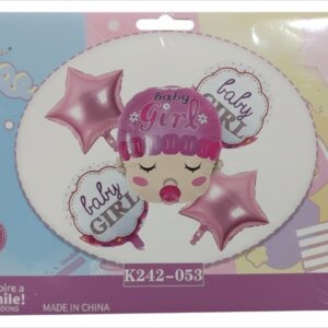 Baby Girl Balloon Set – 5 Pcs Foil Balloons for Birthday Party Decoration