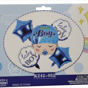 Baby Boy Balloon Set – 5 Pcs Foil Balloons for Birthday Party Decoration