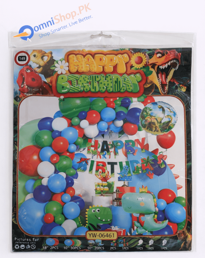 Birthday Party Balloon Set – 50+ Pcs Multicolor Dinosaur Theme Decoration Balloons