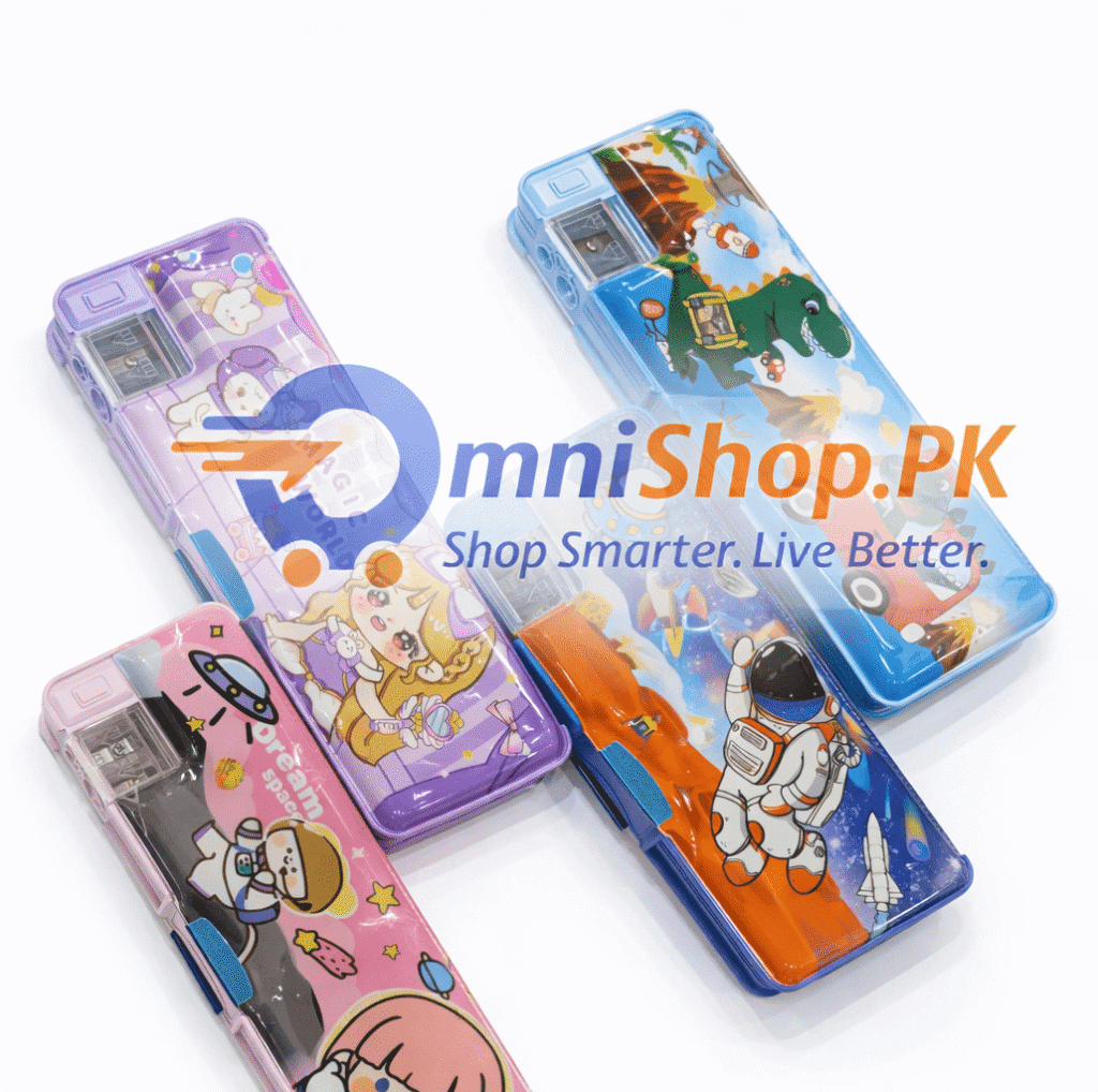 Magnetic Double Layer Geometry Box – Durable Stationery Case for Girls & Boys