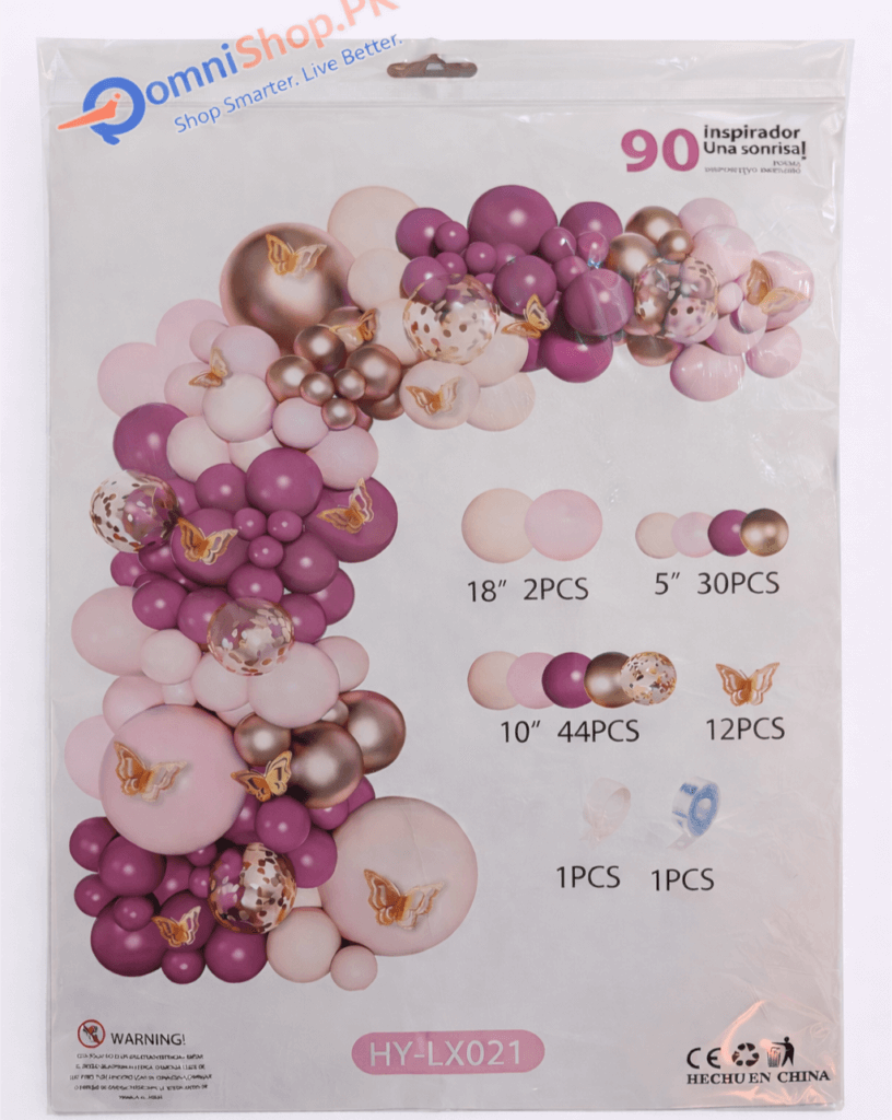 Birthday Party Balloon Set – 90 Pcs Dark Purple & Pink Theme Decoration Balloons