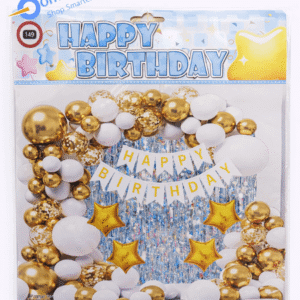 Birthday Party Balloon Set – 50+ Pcs Golden & White Theme Decoration Balloons