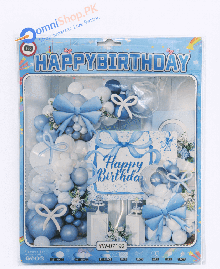 Birthday Party Balloon Set – 50+ Pcs Blue Theme Decoration Balloons for Baby Boys