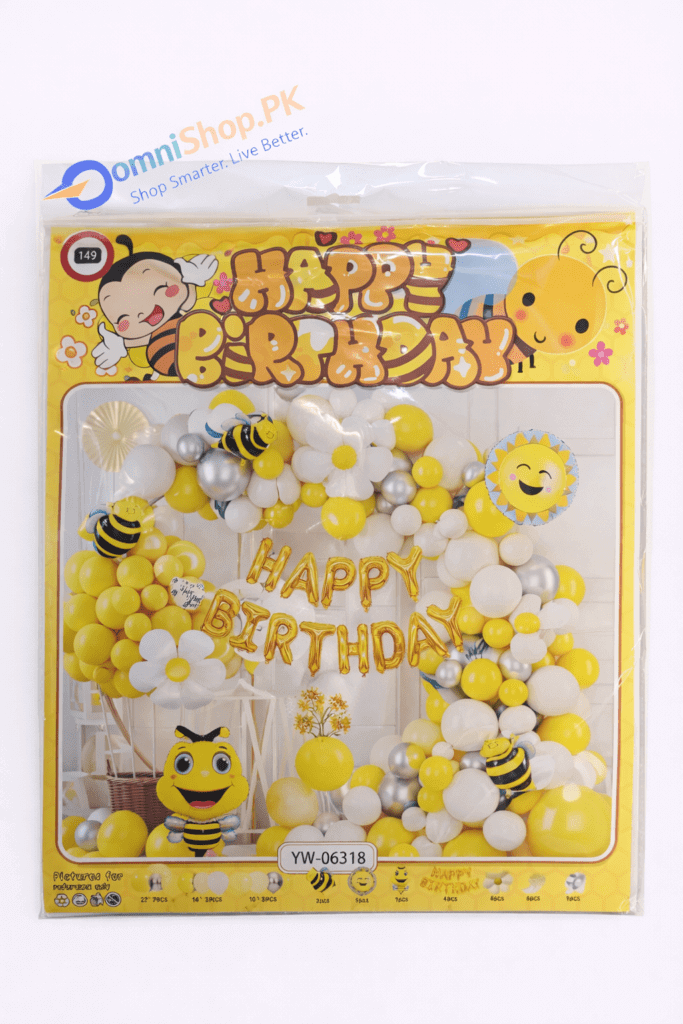 Birthday Party Balloon Set – 50+ Pcs Yellow & White Theme Decoration Balloons