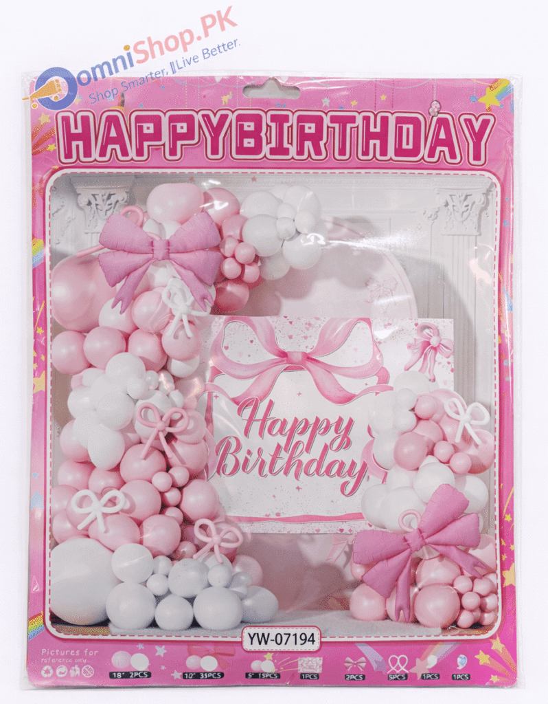 Birthday Party Balloon Set – 50+ Pcs Pink & White Theme Decoration Balloons