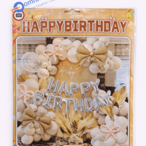 Birthday Party Balloon Set – 50+ Pcs Light Golden & Beige Theme Decoration Balloons