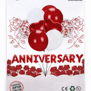 Anniversary Balloon Set – 19 Pcs Foil & Confetti Balloons Party Decoration