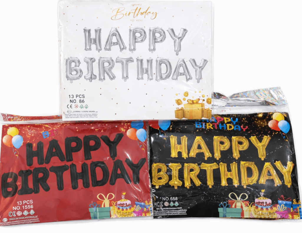 Happy Birthday Letter Foil Balloon Set – 13 Pcs Party Decoration Balloons