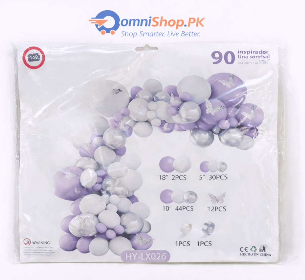 Birthday Party Balloon Set – 90 Pcs Light Purple Theme Party Decoration Balloons