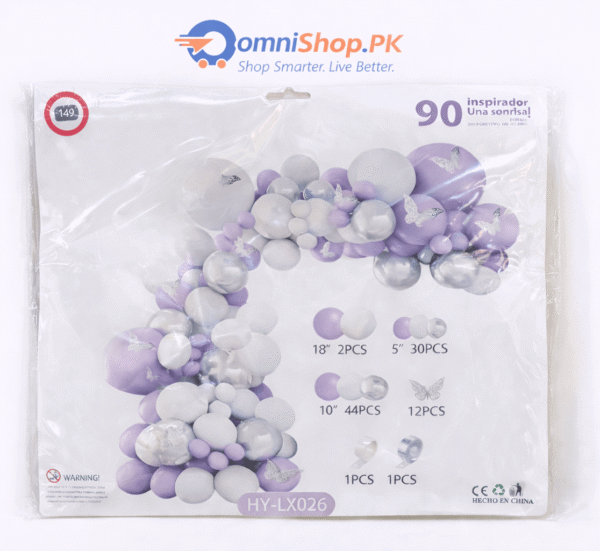 Birthday Party Balloon Set – 90 Pcs Light Purple Theme Party Decoration Balloons