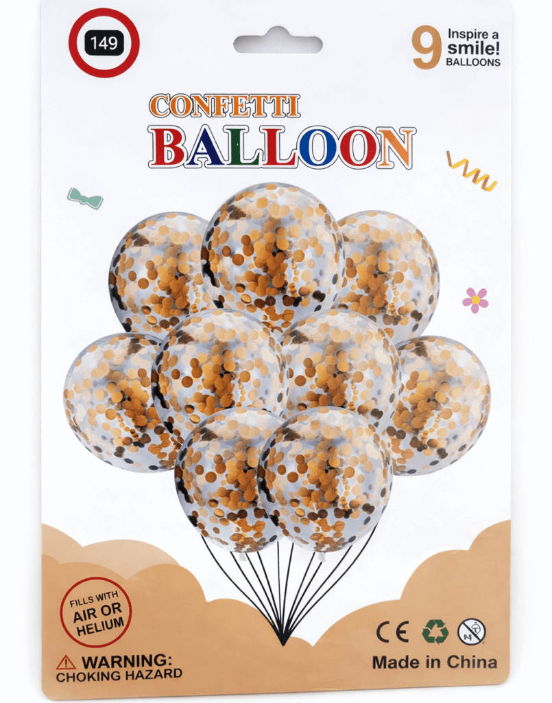 Confetti Balloon Set – 9 Pieces Party Decoration Balloons