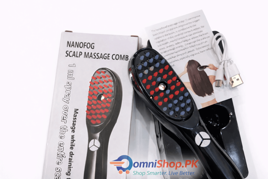 Electric Spray Massage Comb – Microcurrent Scalp Massager with Red & Blue Light