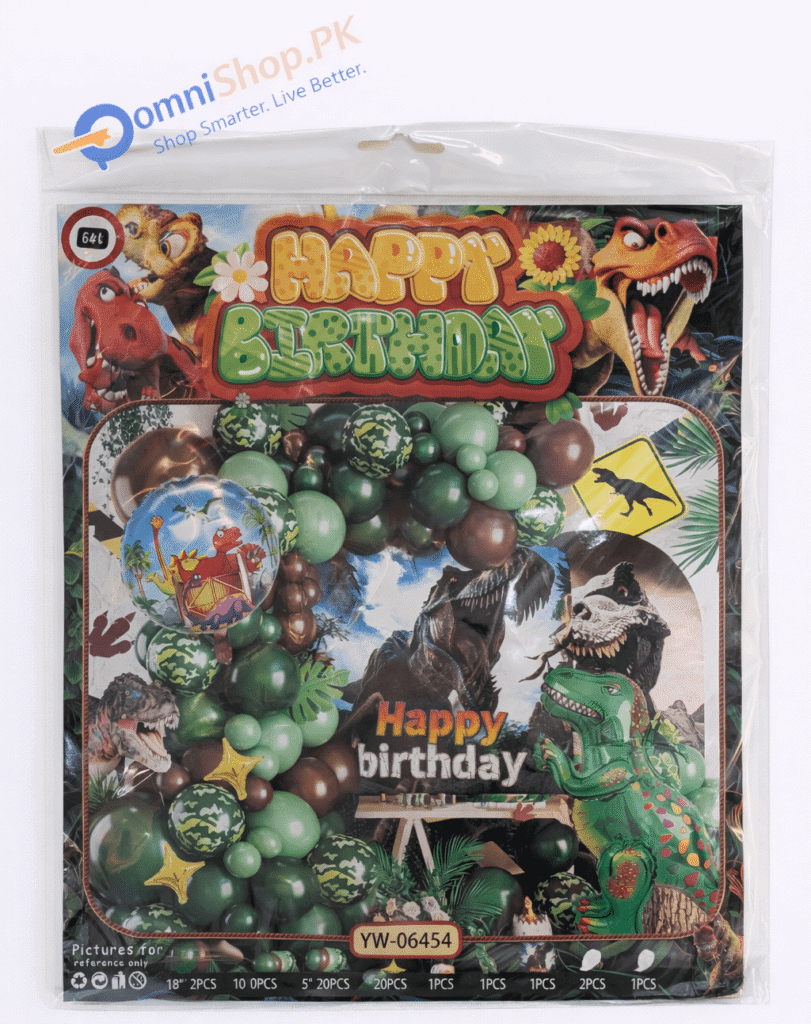 Birthday Party Balloon Set – 50+ Pcs Jungle Animal & Dinosaur Theme Decoration Balloons