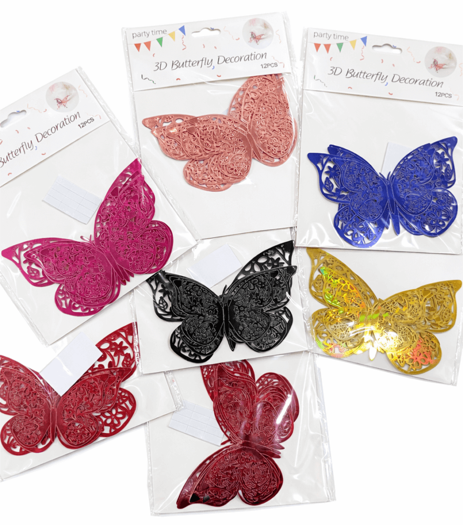 3D Butterfly Decoration Set – 12 Pieces for Birthday & Party Décor
