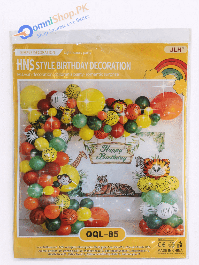 Birthday Party Balloon Set – 50+ Pcs Multicolor Zoo Animal Theme Decoration Balloons