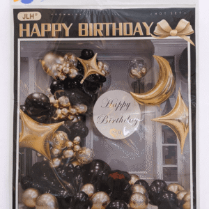 Birthday Party Balloon Set – 50+ Pcs Black & Golden Theme Decoration Balloons