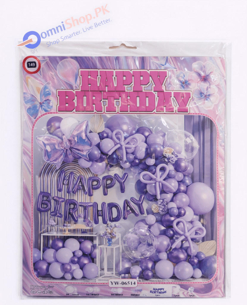 Birthday Party Balloon Set – 50+ Pcs Purple & Light Purple Theme Decoration Balloons